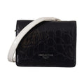 Dolce & Gabbana Blue White Caiman Leather Strap Card Holder Wallet