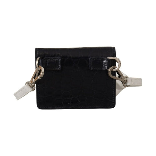 Dolce & Gabbana Blue White Caiman Leather Strap Card Holder Wallet