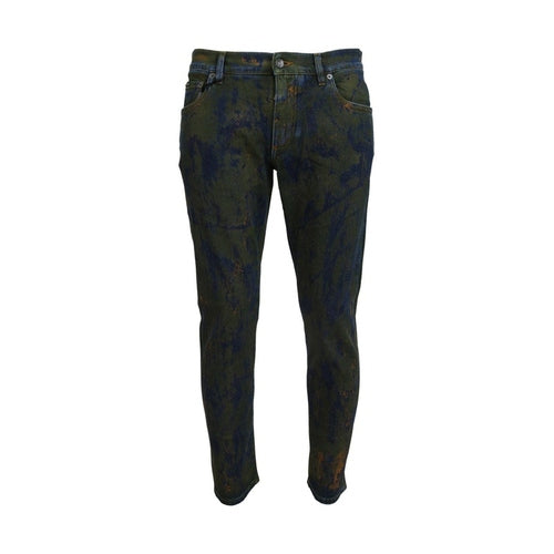 Dolce & Gabbana Blue Green Skinny Cotton Denim Jeans