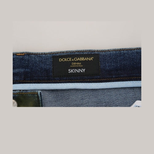 Dolce & Gabbana Blue Green Skinny Cotton Denim Jeans