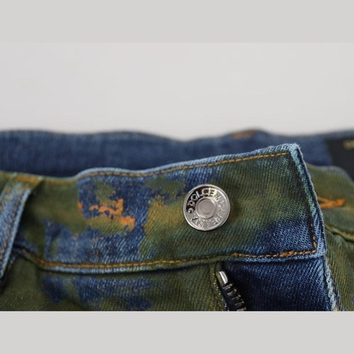 Dolce & Gabbana Blue Green Skinny Cotton Denim Jeans