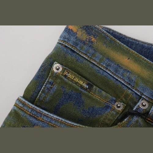 Dolce & Gabbana Blue Green Skinny Cotton Denim Jeans