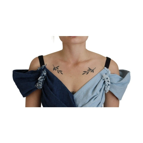 Dolce & Gabbana Two Tone Blue Patchwork Denim Mini Dress