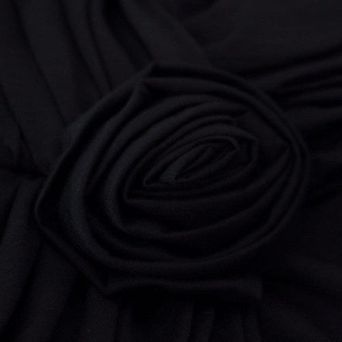 Dolce & Gabbana Black Wrap Sheath One Shoulder Wool Dress