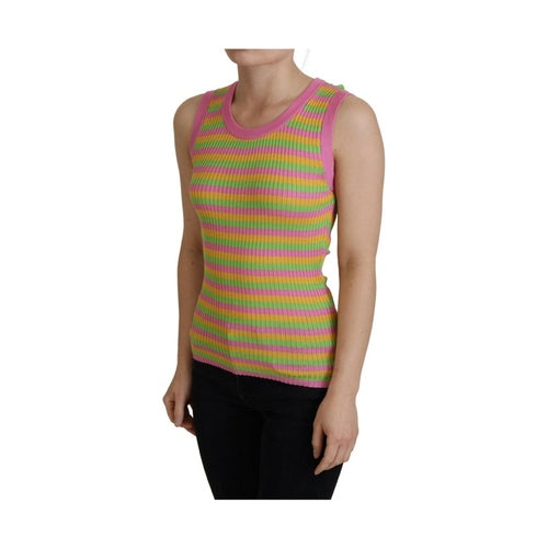 Dolce & Gabbana Multicolor Silk Vest Pullover Tank Top