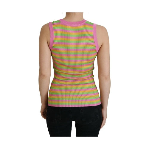 Dolce & Gabbana Multicolor Silk Vest Pullover Tank Top