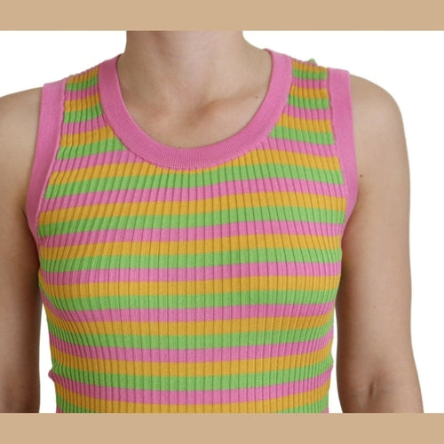 Dolce & Gabbana Multicolor Silk Vest Pullover Tank Top