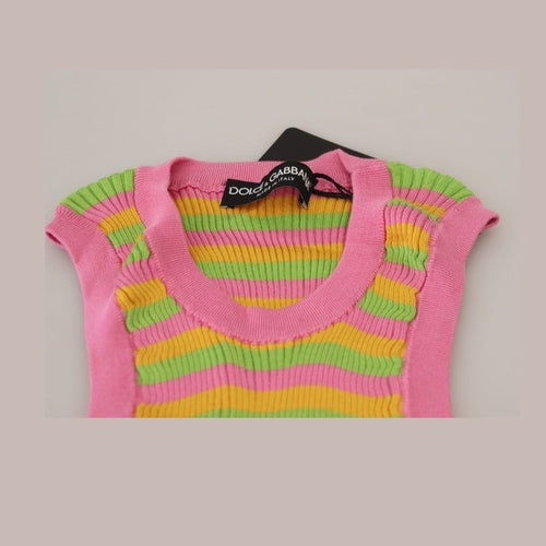 Dolce & Gabbana Multicolor Silk Vest Pullover Tank Top