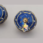 Dolce & Gabbana Gold Brass Blue Dangle Ball Crystal Clip On Earrings
