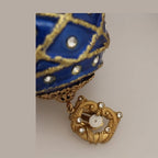 Dolce & Gabbana Gold Brass Blue Dangle Ball Crystal Clip On Earrings