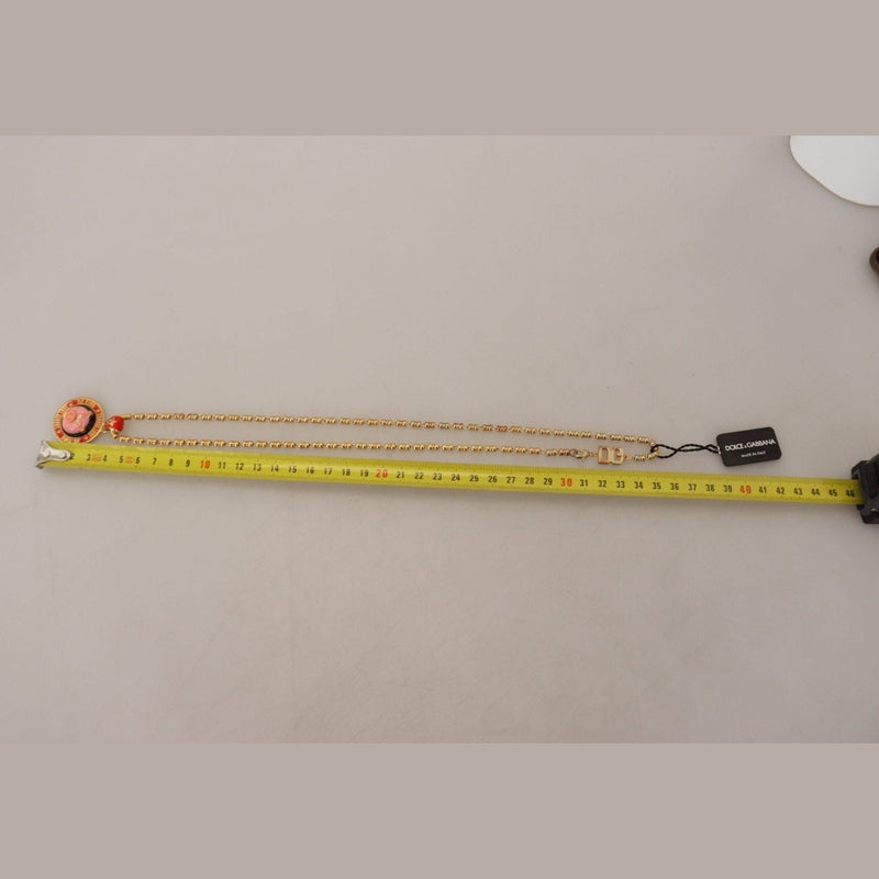 Dolce & Gabbana Gold Brass Chain SUPER PIG Pendant Logo Necklace