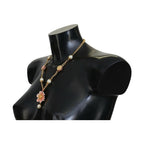 Dolce & Gabbana Gold Tone Floral Crystals Pink Embellished Necklace