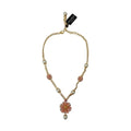 Dolce & Gabbana Gold Tone Floral Crystals Pink Embellished Necklace
