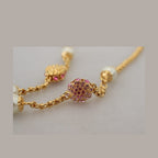 Dolce & Gabbana Gold Tone Floral Crystals Pink Embellished Necklace