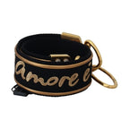 Dolce & Gabbana Black Gold Logo Print Brass Bag Shoulder Strap