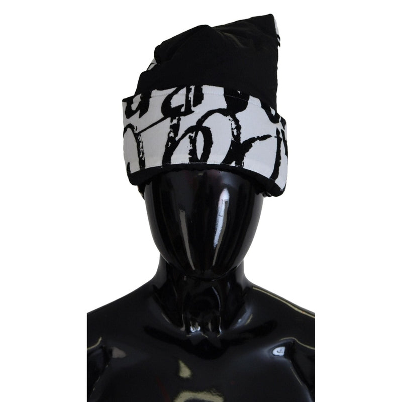 Dolce & Gabbana White Printed Nylon Women Winter Beanie Cap Hat