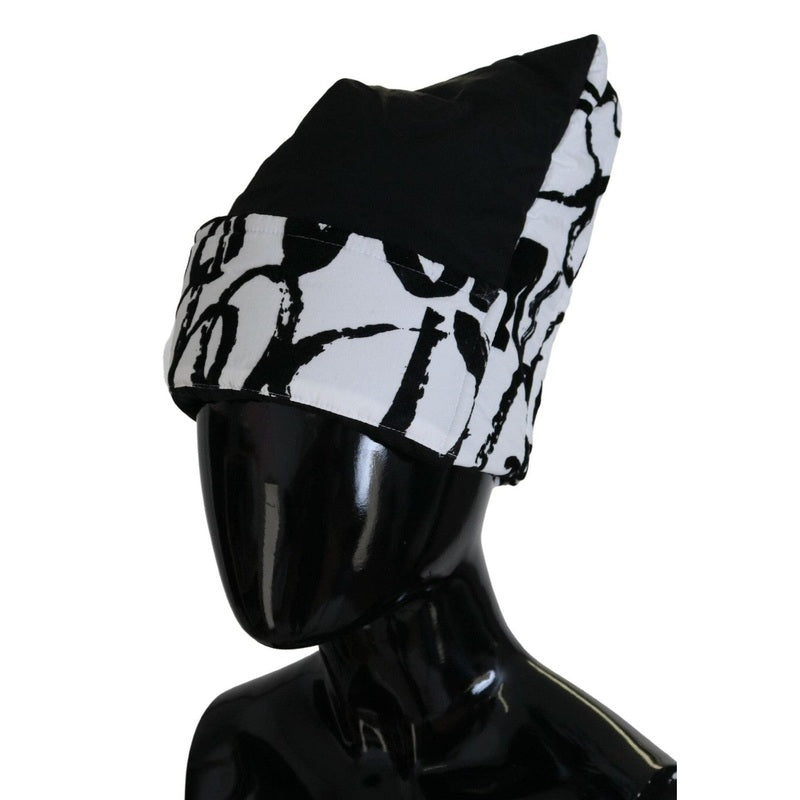 Dolce & Gabbana White Printed Nylon Women Winter Beanie Cap Hat