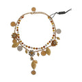 Dolce & Gabbana Gold Brass Crystal Logo Pineapple Statement Necklace