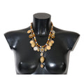 Gold Brass Crystal Logo Pineapple Statement Necklace