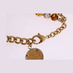 Dolce & Gabbana Gold Brass Crystal Logo Pineapple Statement Necklace