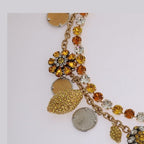 Dolce & Gabbana Gold Brass Crystal Logo Pineapple Statement Necklace