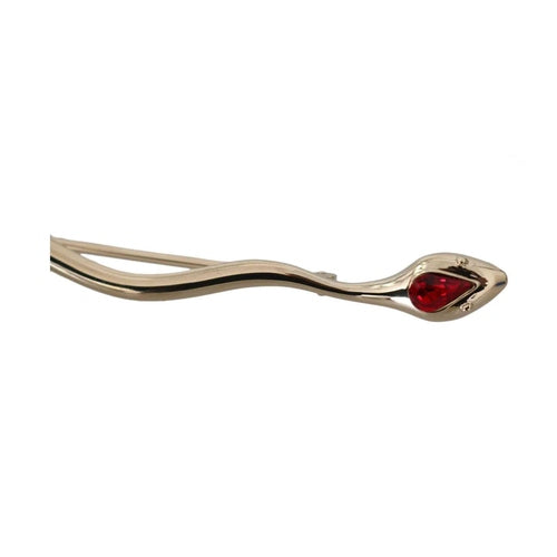 Dolce & Gabbana Silver Brass Crystal Spilla Serpente Brooch Pin