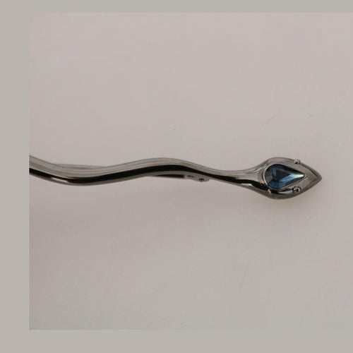 Dolce & Gabbana Silver Brass Crystal Spilla Serpente Brooch Pin