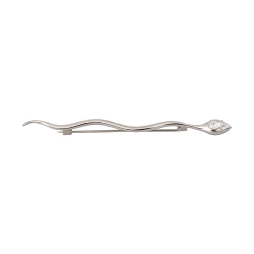 Dolce & Gabbana Silver Brass Crystal Spilla Serpente Mens Brooch Pin