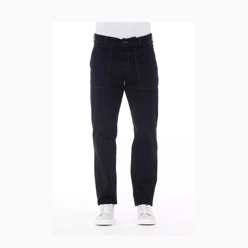 Alpha Studio Blue Cotton Men Pant