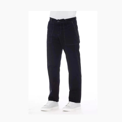 Alpha Studio Blue Cotton Men Pant