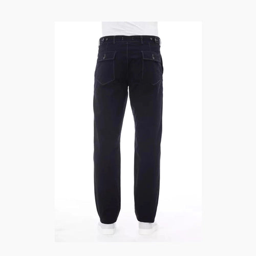 Alpha Studio Blue Cotton Men Pant