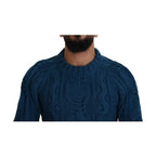 Dolce & Gabbana Blue Knitted Wool Alpaca Pullover Sweater