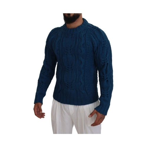 Dolce & Gabbana Blue Knitted Wool Alpaca Pullover Sweater