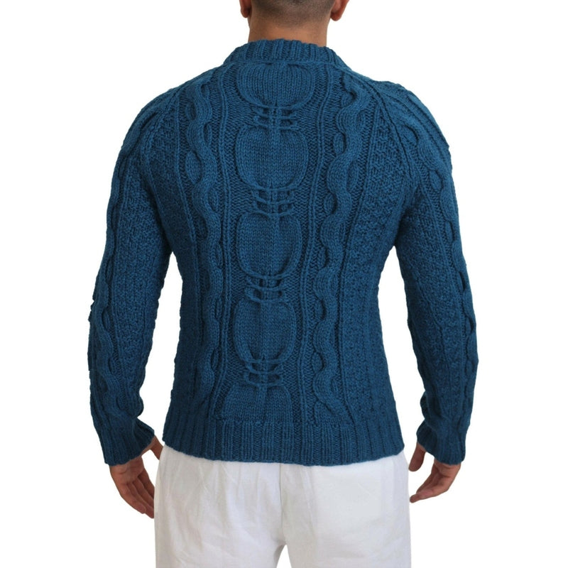 Dolce & Gabbana Blue Knitted Wool Alpaca Pullover Sweater