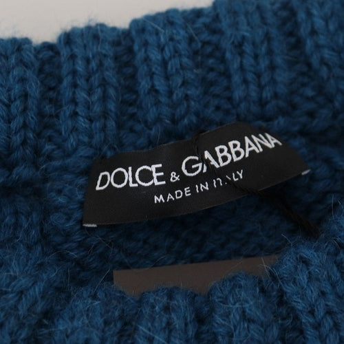 Dolce & Gabbana Blue Knitted Wool Alpaca Pullover Sweater
