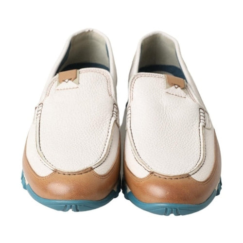 Dolce & Gabbana White Leather Loafers Moccasins Shoes