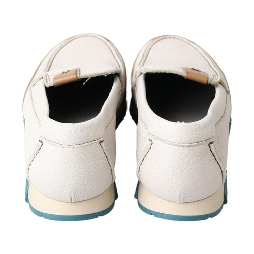 Dolce & Gabbana White Leather Loafers Moccasins Shoes
