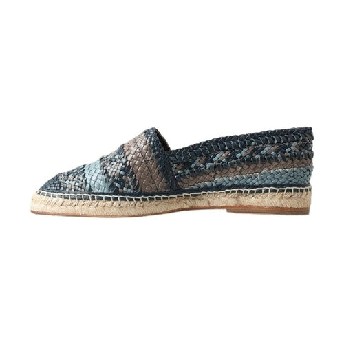 Dolce & Gabbana Blue Gray Leather Buffalo Espadrille Shoes