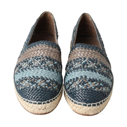 Dolce & Gabbana Blue Gray Leather Buffalo Espadrille Shoes