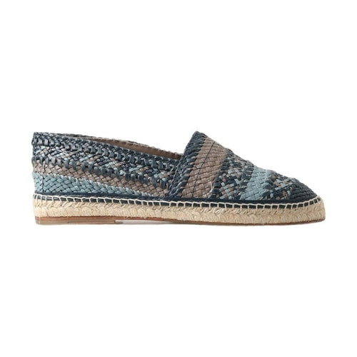 Dolce & Gabbana Blue Gray Leather Buffalo Espadrille Shoes