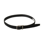 Dolce & Gabbana Black Calf Canvas Silver Tone Logo Metal Belt