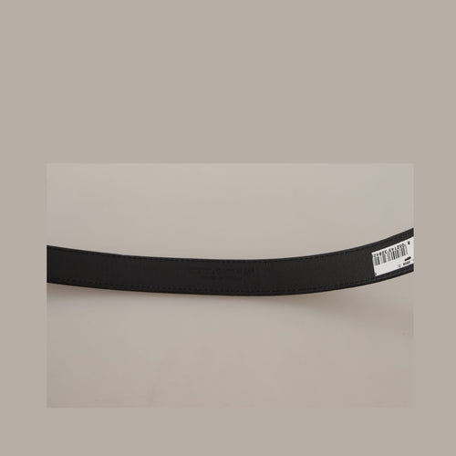 Dolce & Gabbana Black Calf Canvas Silver Tone Logo Metal Belt