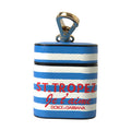 Dolce & Gabbana Blue Stripe Dauphine Leather Logo Print Airpod Case