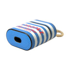Dolce & Gabbana Blue Stripe Dauphine Leather Logo Print Airpod Case