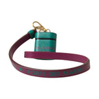 Dolce & Gabbana Green Maroon Calf Leather Logo Print Strap Airpods Case