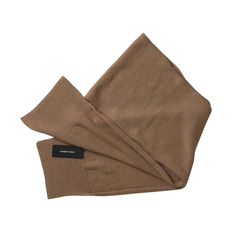 Dolce & Gabbana Brown Knitted Camel Wrap Shawl Foulard Scarf