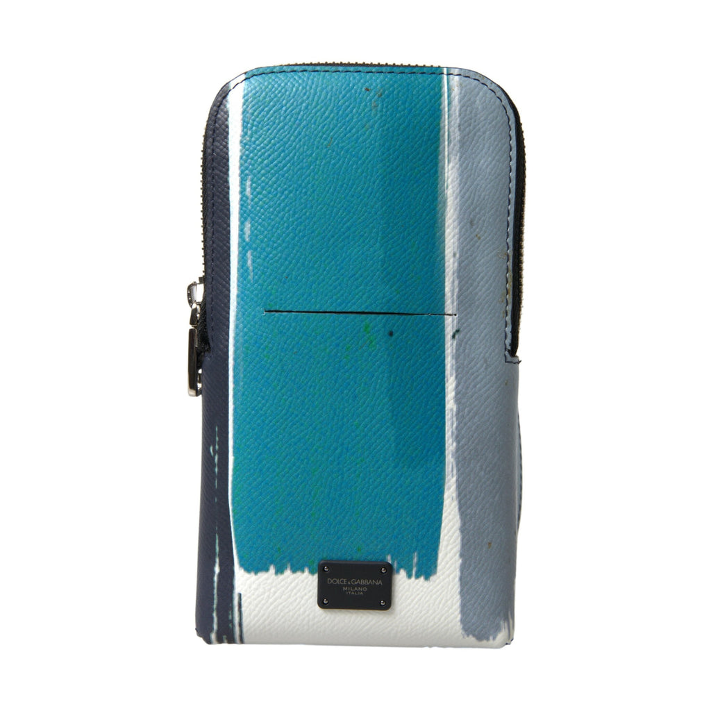 Dolce & Gabbana Blue Leather Purse Crossbody Sling Phone Bag Unisex