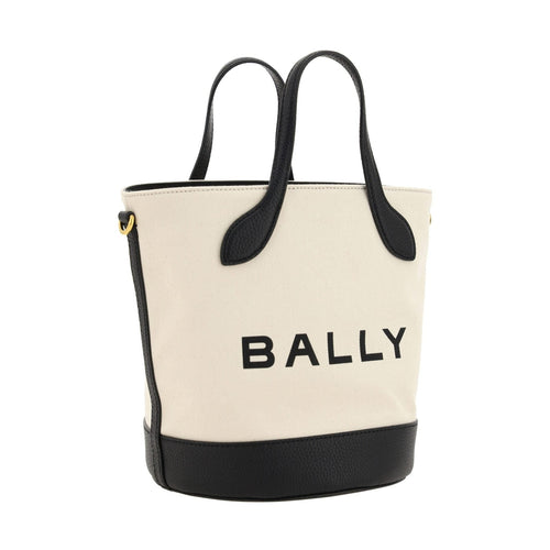 Bally White and Black Leather Bucket Bag