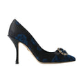 Dolce & Gabbana Blue Floral Ayers Crystal Pumps Shoes
