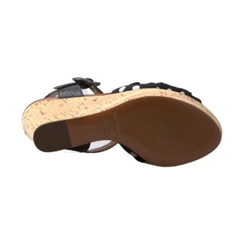 Dolce & Gabbana Black  Wedges Polka Dotted Ankle Strap Shoes Sandals